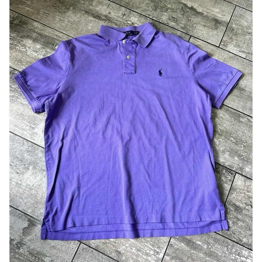 Ralph Lauren Polo Mens Large Collared Classic Fit Light‎ Purple Blue Pony Preppy
